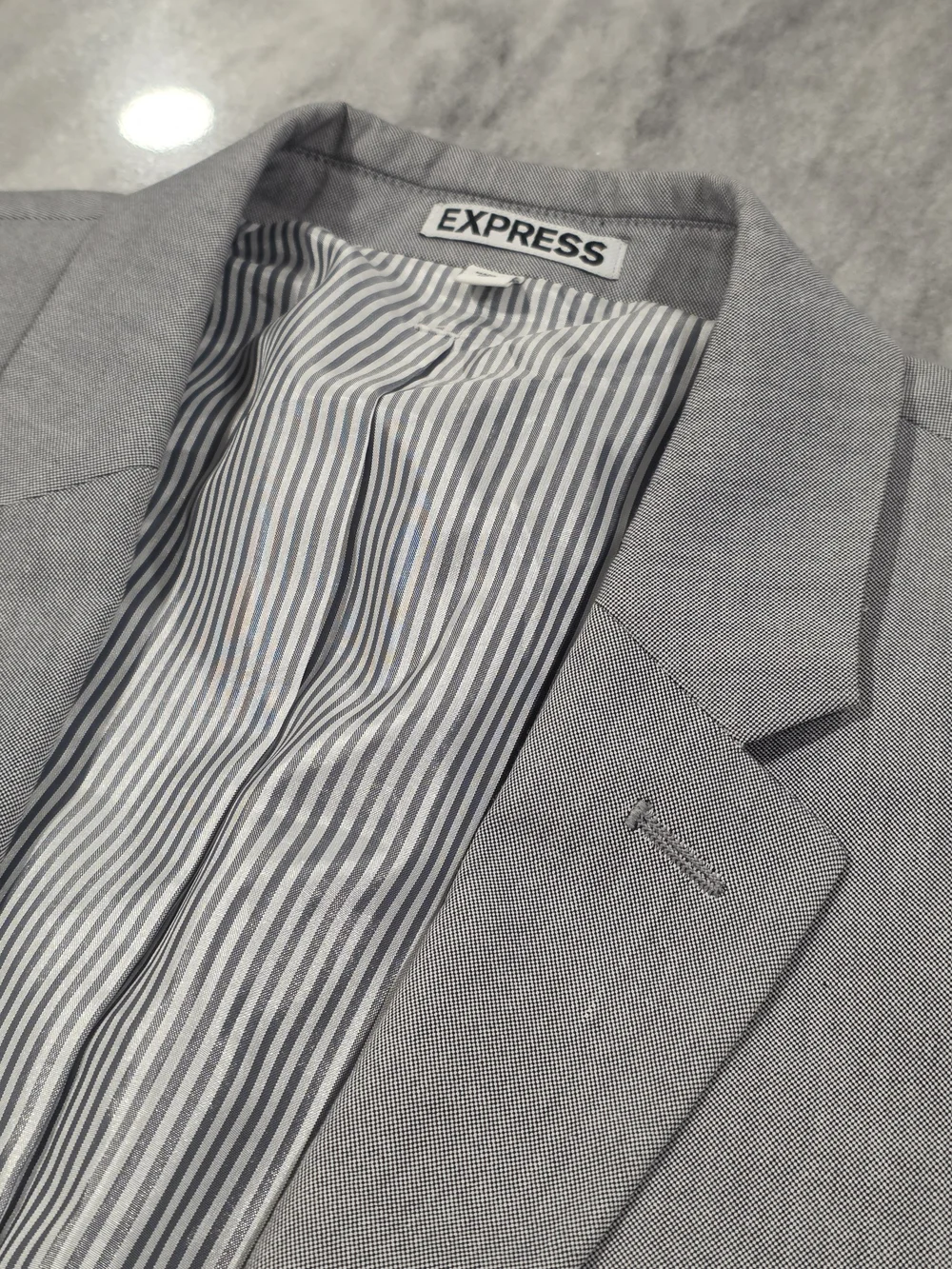 38R Men's Express Innovator Blazer Skinny Fit Gray 100% Cotton Sport Coat